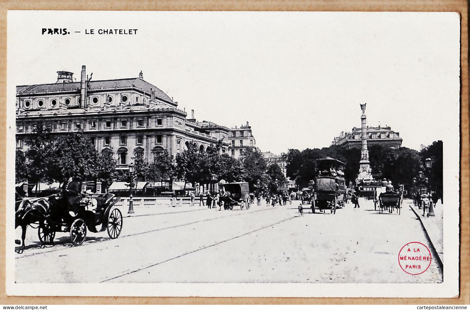 24283 /⭐ ◉  PARIS 1er Le CHATELET Omnibus Hippomobile Scène De Rue 1890s Edit A LA MENAGERE Etat PARFAIT - District 01