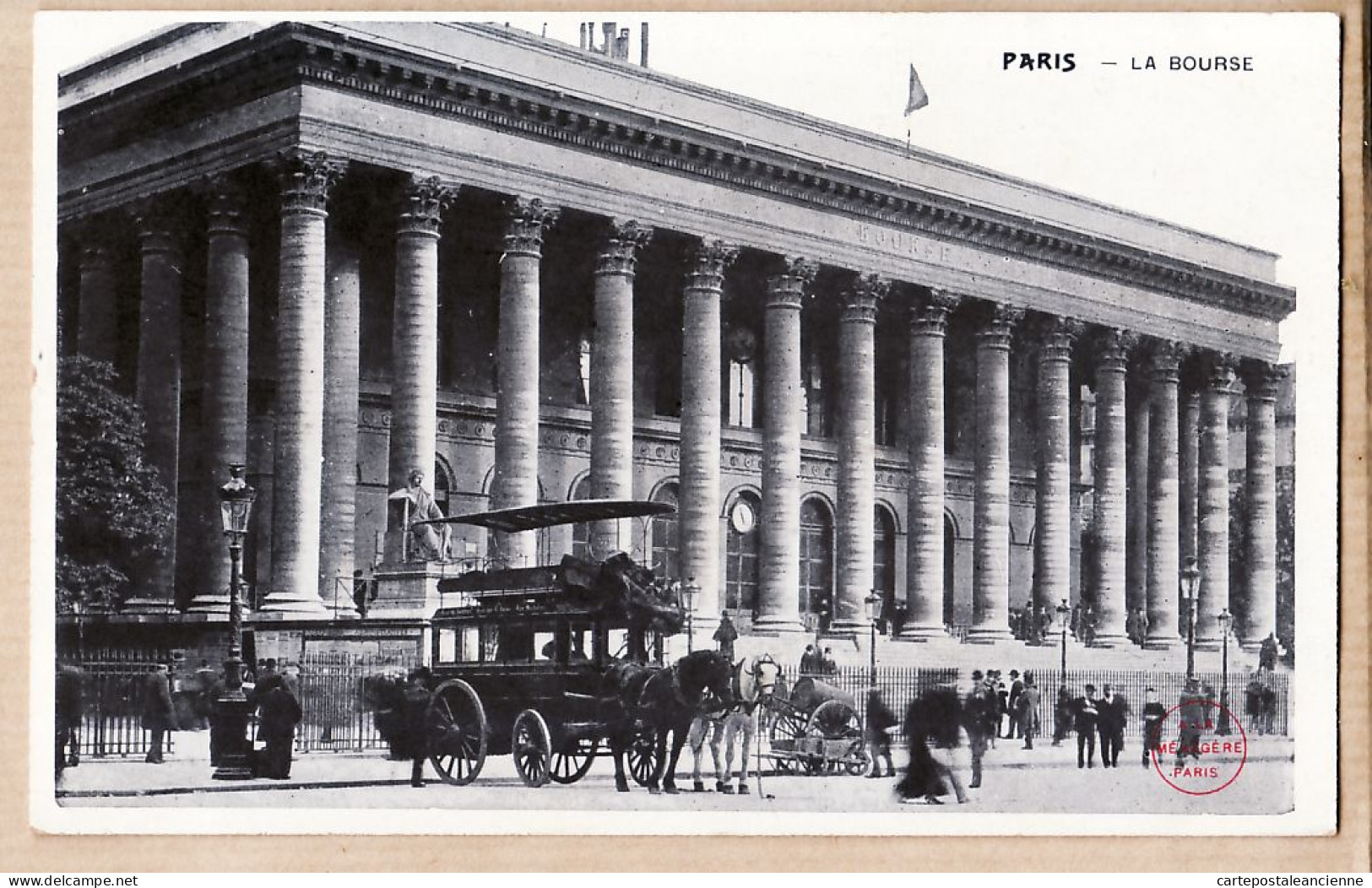 24120 /⭐ ◉  PARIS 1er La BOURSE Palais BRONGNIART Omnibus Hippomobile Scène De Rue 1890s Etat PARFAIT - Distretto: 01