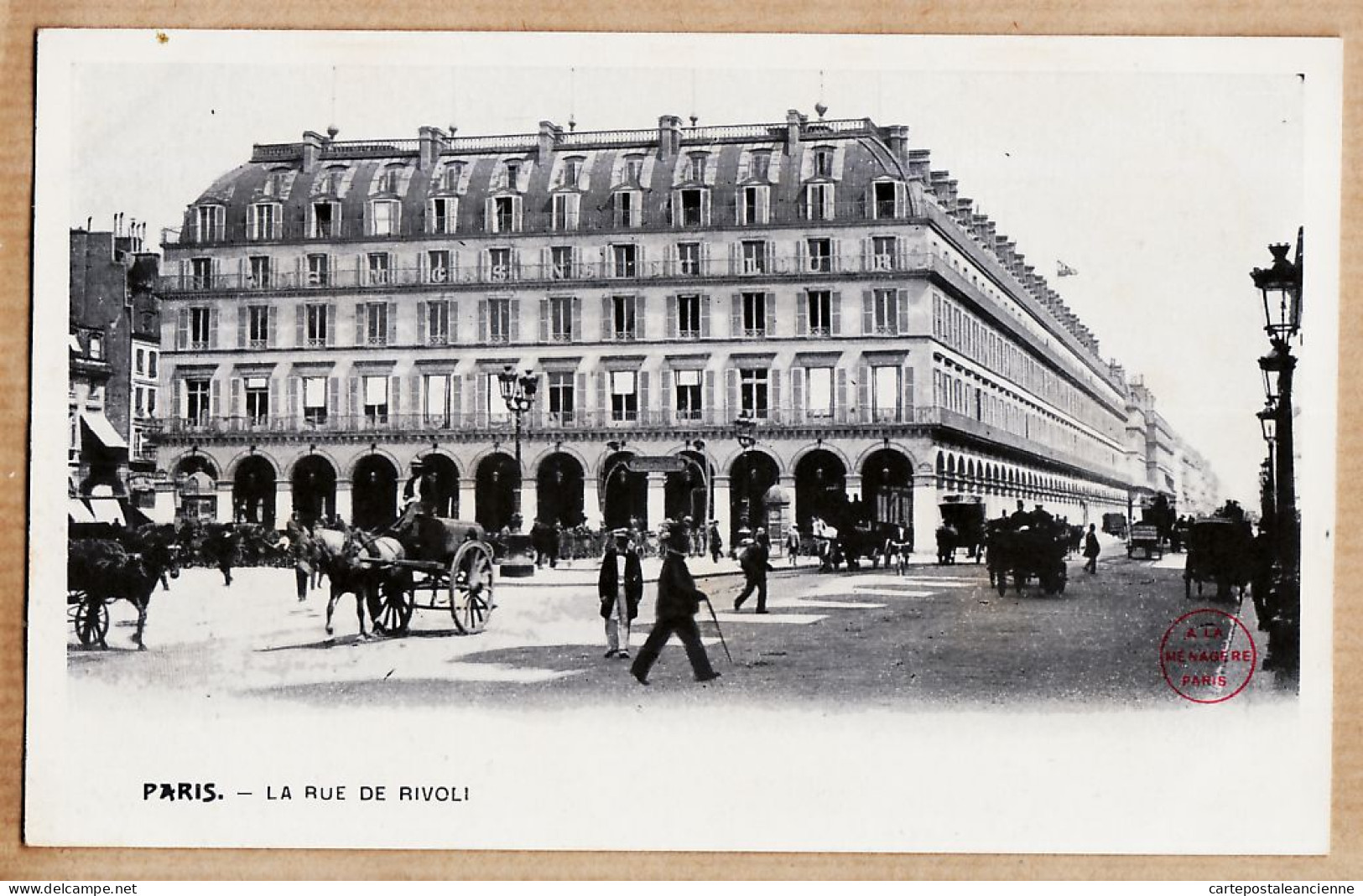 24125 /⭐ ◉  PARIS 1er Place Du Palais ROYAL Rue De RIVOLI 1890s Taxi Hippomobile Attelage Charette-Pas D'automobiles - District 01