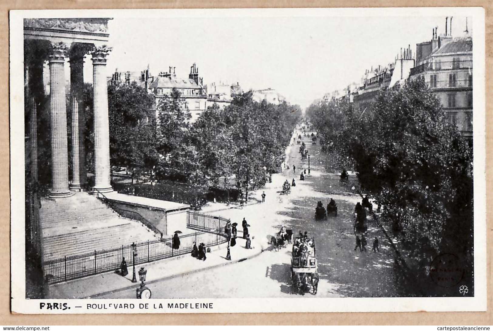 24210 /⭐ ◉  PARIS VIII Boulevard De La MADELEINE Scène Rue 1890s Taxi Hippomobile Attelage Charette-Pas D'automobiles  - Distretto: 08