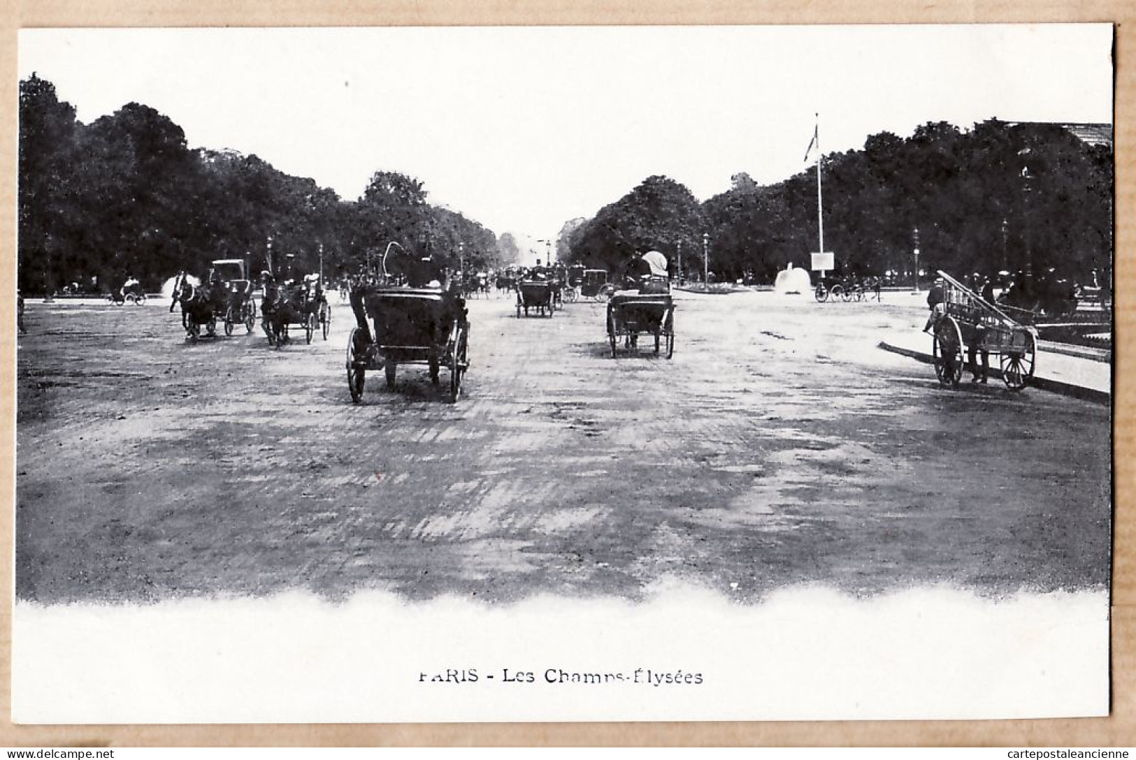 24054 /⭐ ◉  PARIS VIII Les CHAMPS-ELYSEES Scène De Rue 1890s Taxi Hippomobiles Attelage Charette ( Pas D'automobiles ) - Champs-Elysées