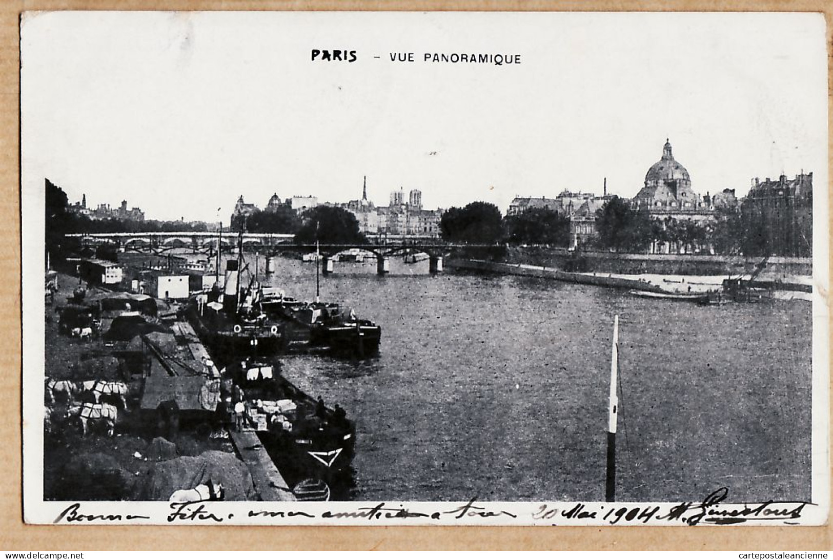 24061 /⭐ ◉  PARIS  Bords De Seine Péniches Quai Marchandises Vue Panoramique 20 Mai 1904 à GINESTOUS Belley - De Seine En Haar Oevers