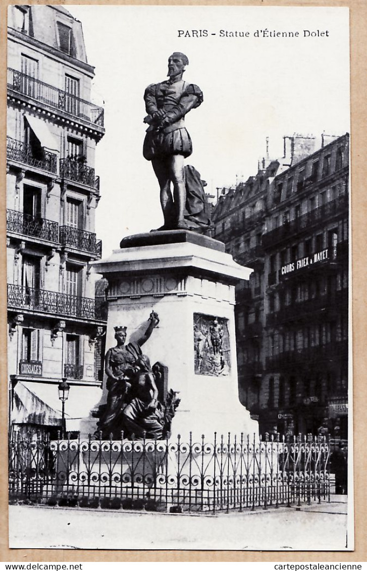 24149 /⭐ ◉  PARIS V Place MAUBERT Statue Etienne DOLET Ecrivain Bronze Fondu CpaWW2 Etat:PARFAIT - Distrito: 05
