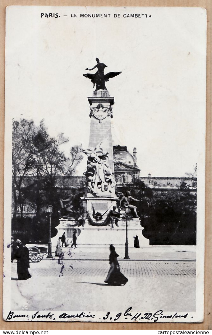 24106 /⭐ ◉  PARIS 1er Monument De GAMBETTA Cour NAPOLEON Palais LOUVRE 1904 à GINESTOUS Officier Administration Belley - Distretto: 01