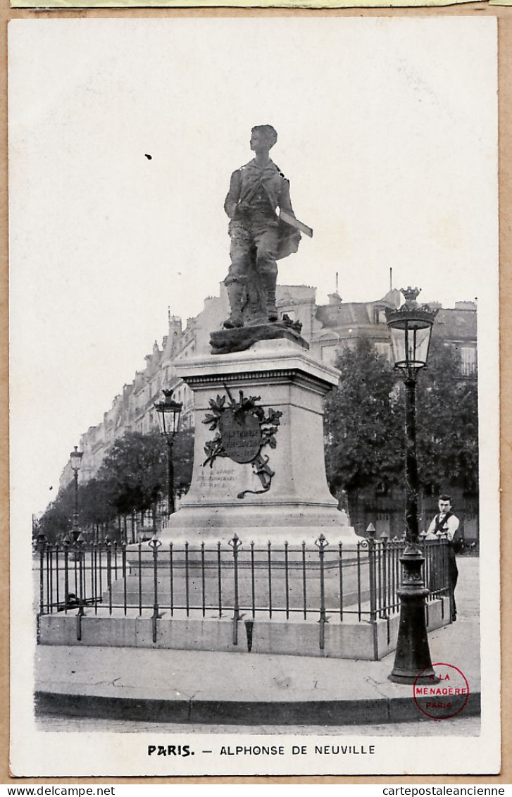 24265 /⭐ ◉  PARIS XVII Place WAGRAM Statue Alphonse De NEUVILLE Peintre Français 1836-1885 Bronze Fondu WW2 A LA MENAGER - Distrito: 17