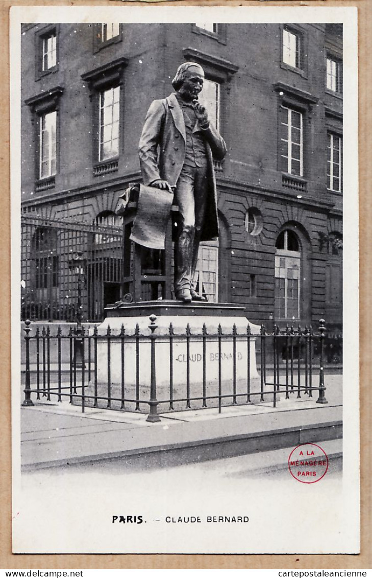 24153 /⭐ ◉  PARIS V Statue CLAUDE BERNARD 1813-1878 Scientifique Bronze D'Eugène GUILLAUME-A LA MENAGERE -Etat PARFAIT - Distrito: 05