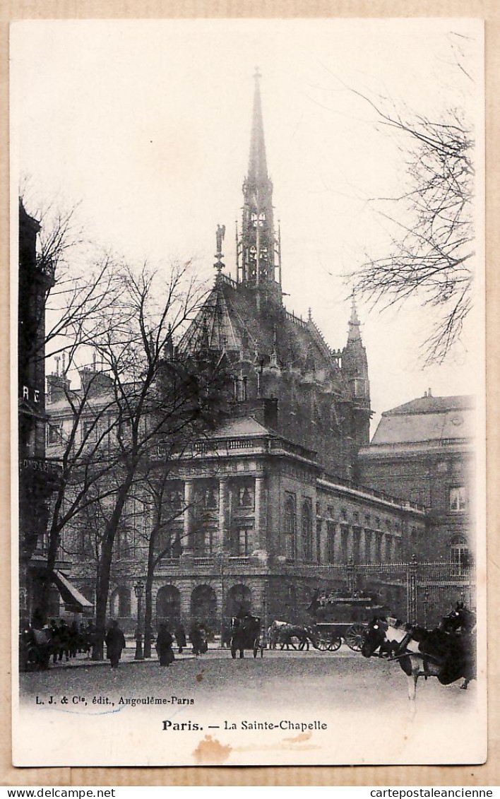 24103 /⭐ ◉  PARIS 1er Eglise La SAINTE-CHAPELLE Ste Scène De Rue Sans Automobile Cliché 1890s L.J Cie  - District 01