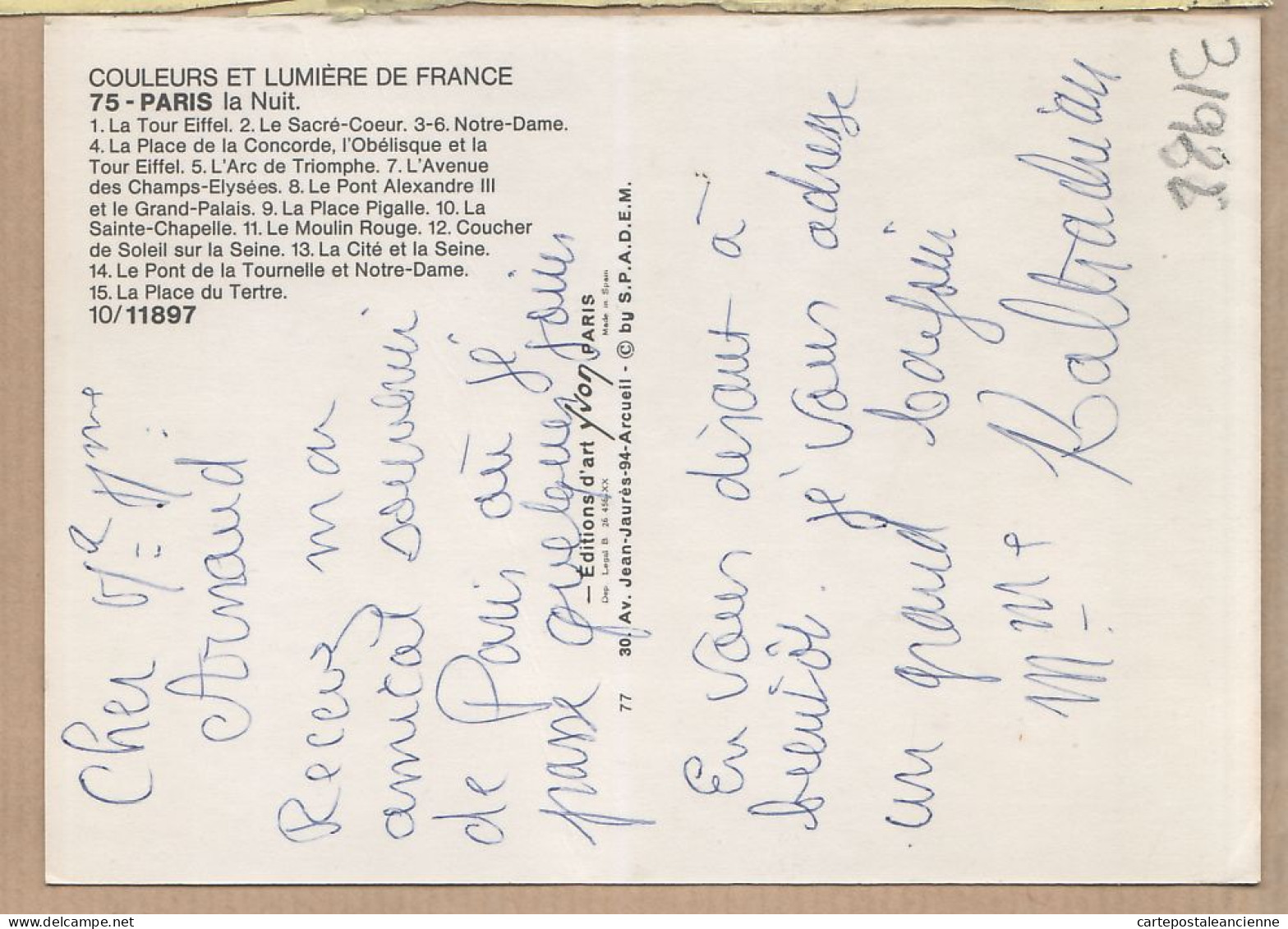 24067 /⭐ ◉  PARIS LA NUIT 15 Multivues Butte Montmartre Moulin-Rouge Sacré-Coeur Panthéon Tour Eiffel Notre-Dame YVON - Multi-vues, Vues Panoramiques