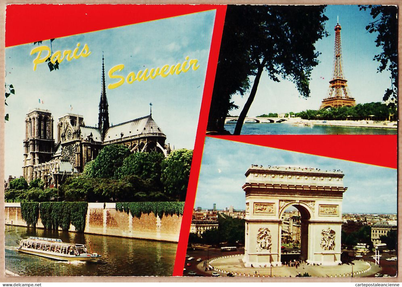 24068 /⭐ ◉  PARIS SOUVENIR Multivues Arc De Triomphe Tour Eiffel Notre-Dame Librairie Hachette  - Panorama's