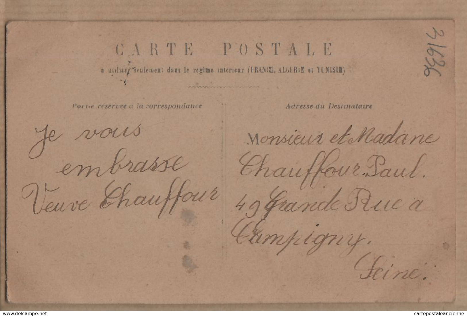 24066 /⭐ ◉  PARIS Gare De L'EST 1900s à Paul CHAUFFOUR 49 Grande Rue Champigny Seine - Pariser Métro, Bahnhöfe