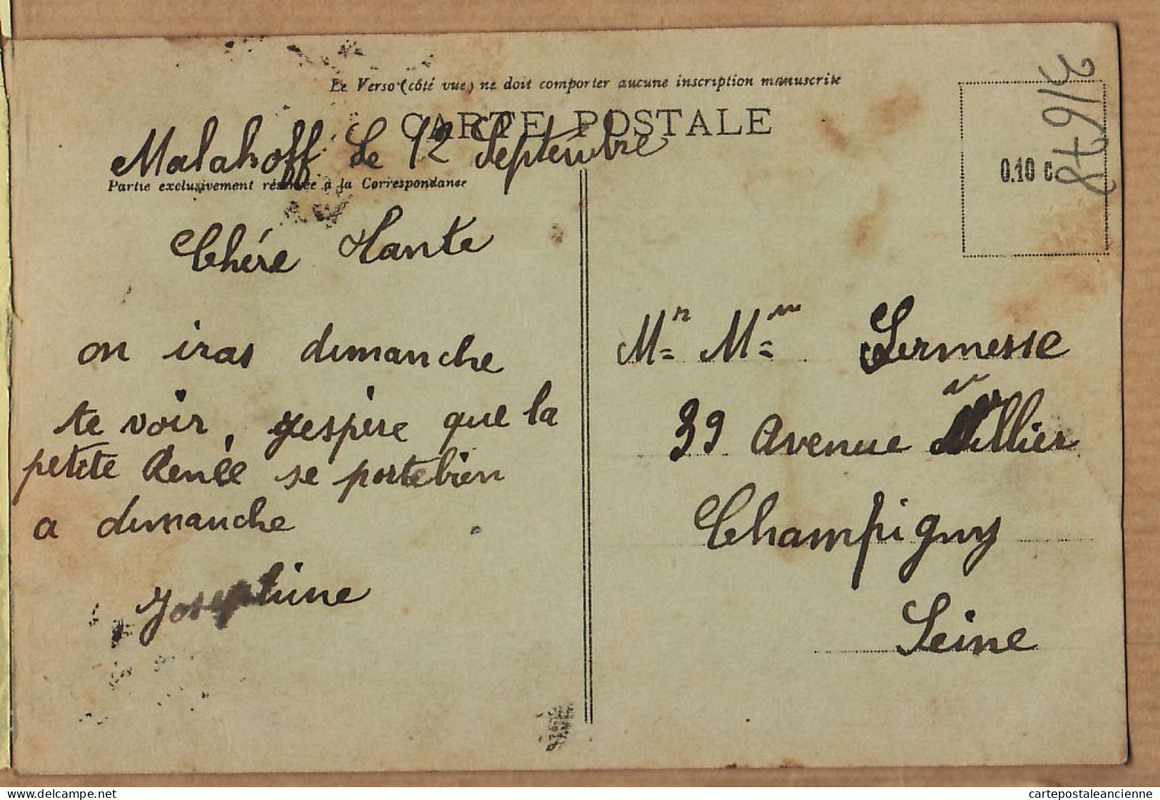 24053 /⭐ ◉  PARIS Avenue Des CHAMPS-ELYSEES Vers La Place De La CONCORDE 1900s à SERMESSE Champigny - Champs-Elysées