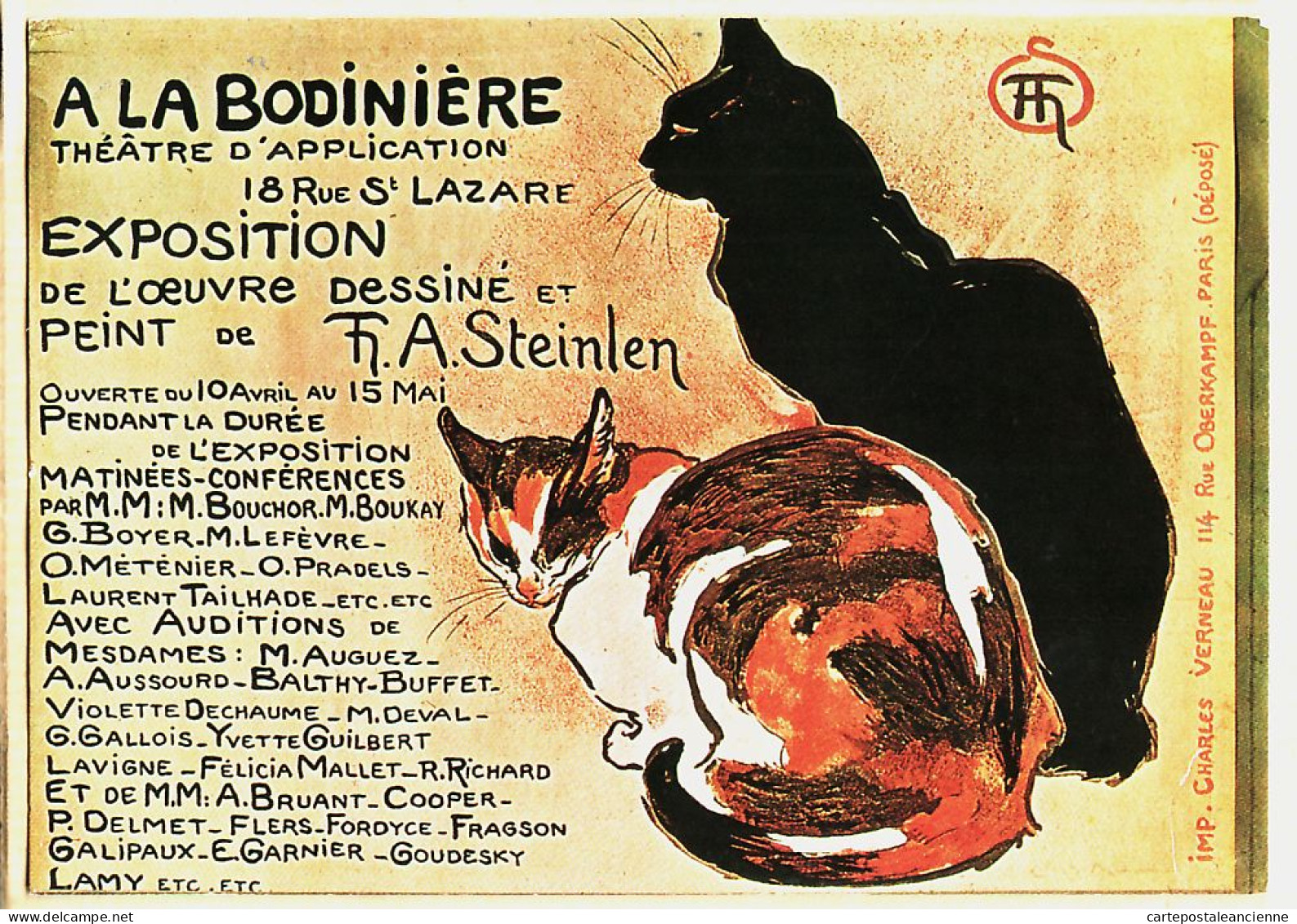 24226 /⭐ ◉  PARIS IX Théatre A LA BODINIERE 18 Rue SAINT LAZARE Exposition STEINLEN CHATS VERNEAU Pub REPRO NUGERON J-15 - Distretto: 09