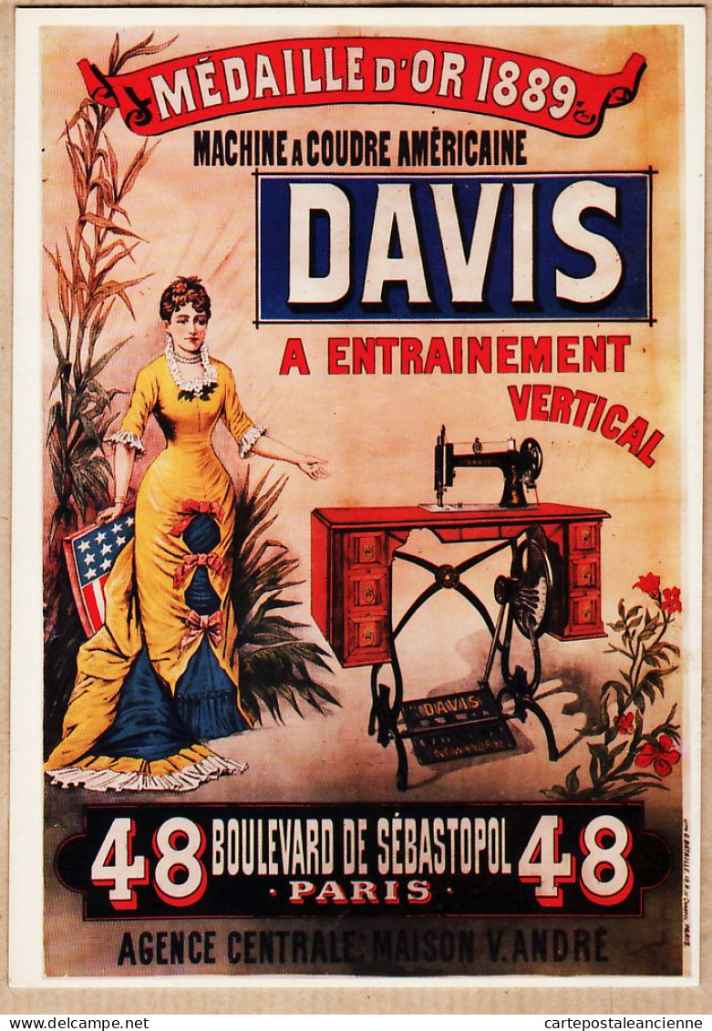 24116 /⭐ ◉  PARIS Maison ANDRE Machine Coudre Américaine DAVIS 48 Boulevard SEBASTOPOL Affiche BATAILLE Pub NUGERON J-3 - Distretto: 01