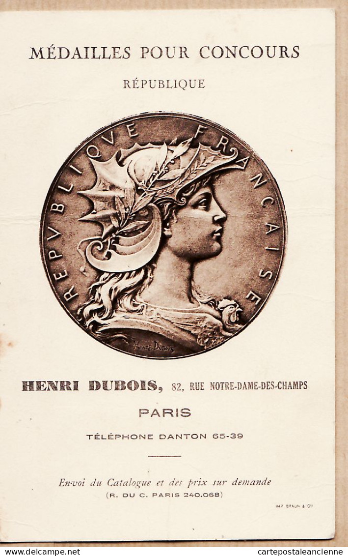 24158 /⭐ ◉  PARIS VI Henri DUBOIS 82 Rue NOTRE DAME DES CHAMPS  Médailles Pour Concours Cppub Envoi Catalogue - Arrondissement: 06