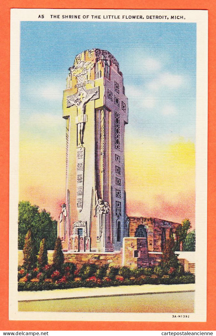 24023 / DETROIT Michigan Shrine Of Little FLOWER 1950s Genuine CURTEICH-CHICAGO 3A-HI392 - Detroit