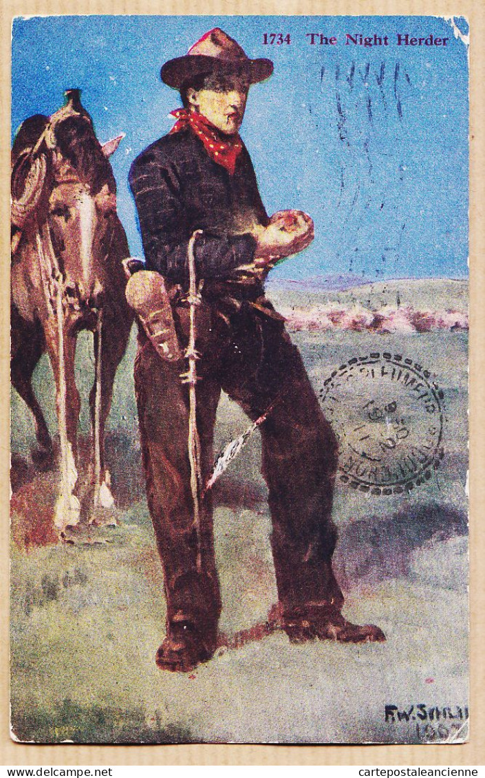 24031 / The Night Herder By F.W.SMALL Cow-Boy ASTORIA 1911 De François à Yves BARAZER Kerenoc Plemeur-Bodou Lannion - Sonstige & Ohne Zuordnung