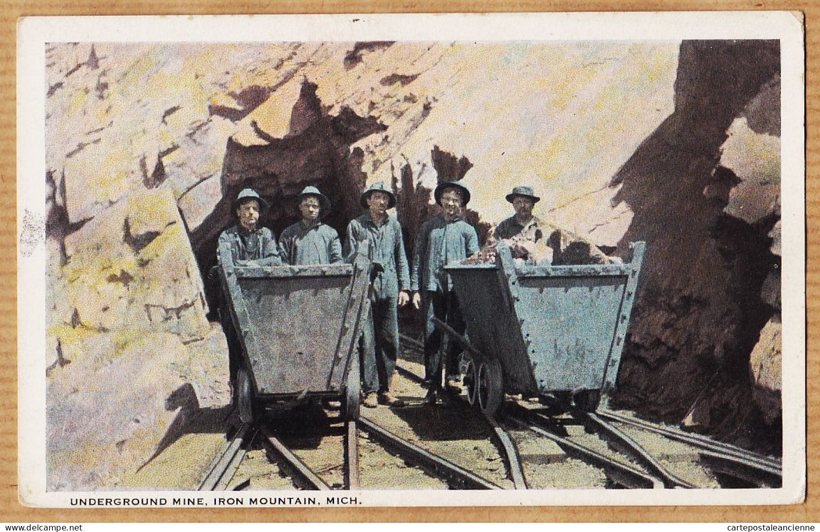 24016 / ⭐ ♥️ Rare IRON Mountain Michigan Underground Mine Wagonnet Sortie Du Minerais De Galerie Mineurs 1910s - Andere & Zonder Classificatie