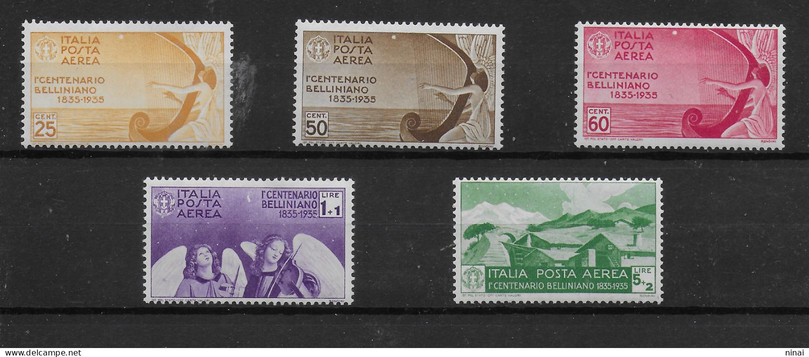 REGNO 1935 ** MNH LUSSO POSTA AEREA " VINCENZO BELLINI  " 5 VALORI   C395 - Mint/hinged