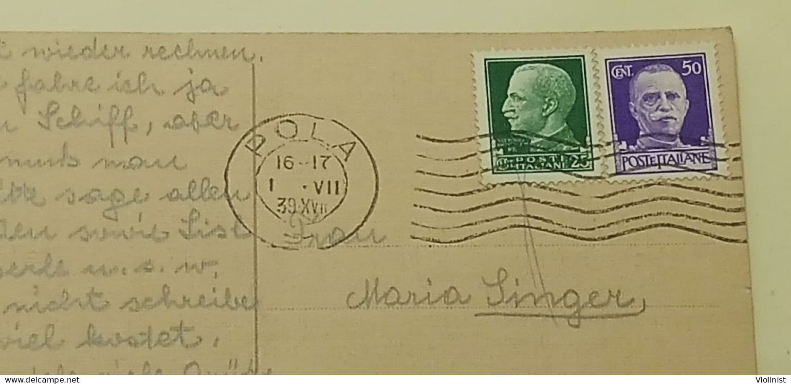 Italian Post - Stationery Sent From Pula To Vienna - Postmark POLA 1939. - Postwaardestukken