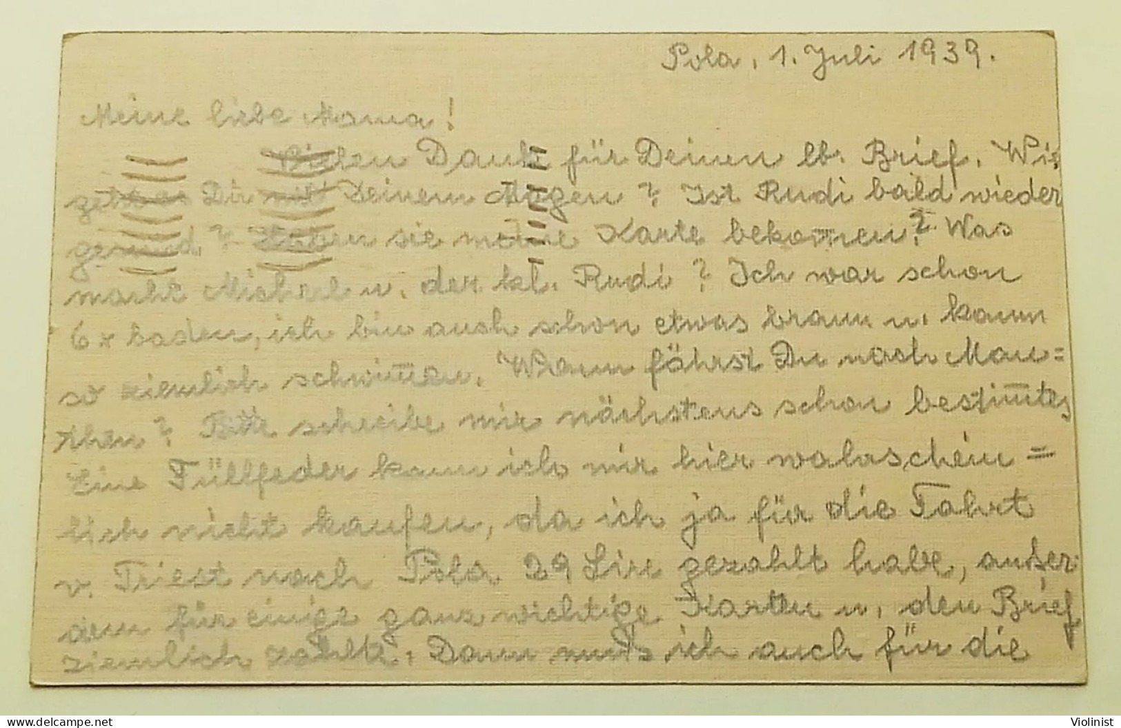 Italian Post - Stationery Sent From Pula To Vienna - Postmark POLA 1939. - Ganzsachen