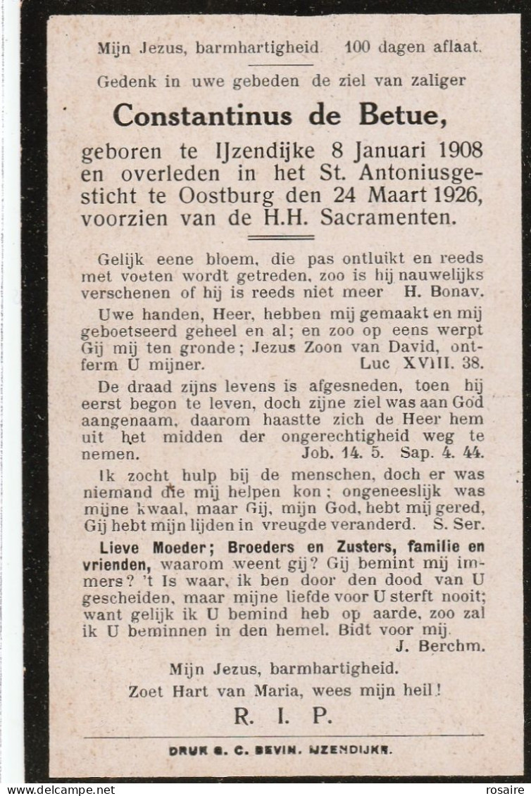 Prentje  Betue-ijzendijke-oostburg 1926-zie Scan - Santini