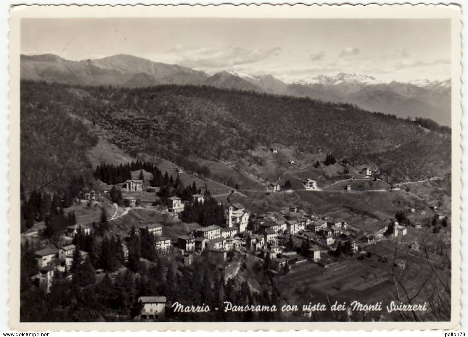 MARZIO - PANORAMA CON VISTA MONTI SVIZZERI - VARESE - 1956 - Varese