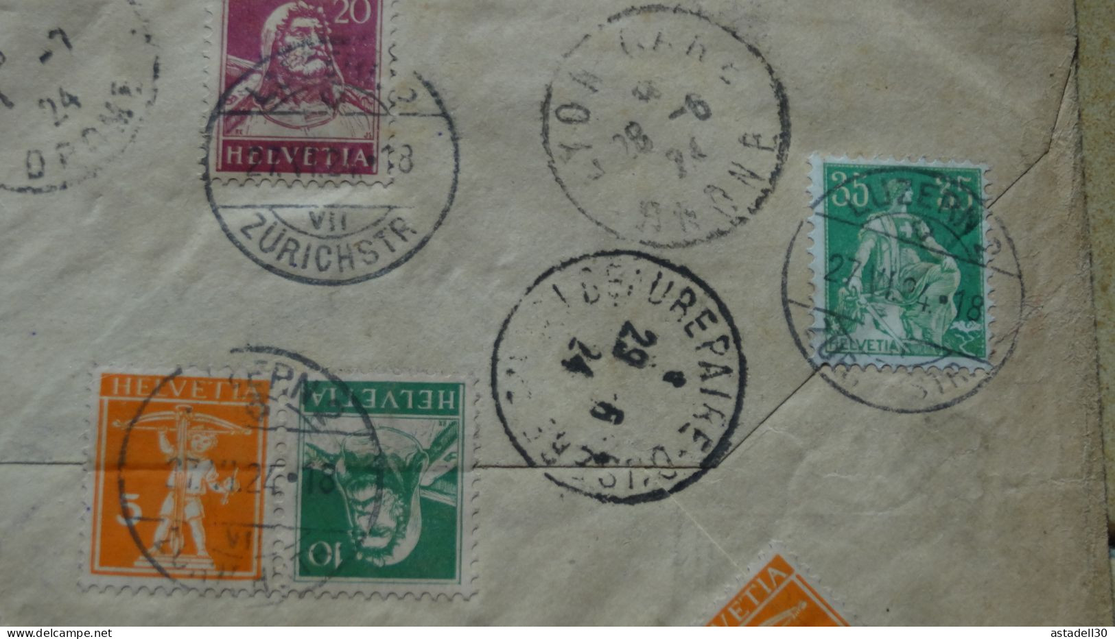 Enveloppe, SUISSE, Luzern1, Chargée - Tete Beche Central, 1924  ......... Boite1 ...... 240424-141 - Storia Postale