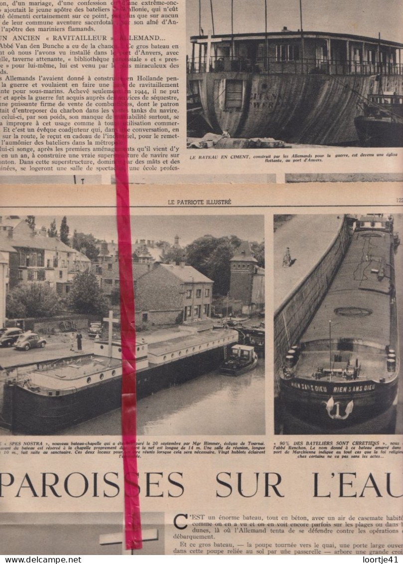 Tournai , Marchienne , Anvers - Paroisses Sur L'eau - Orig. Knipsel Coupure Tijdschrift Magazine - 1953 - Unclassified