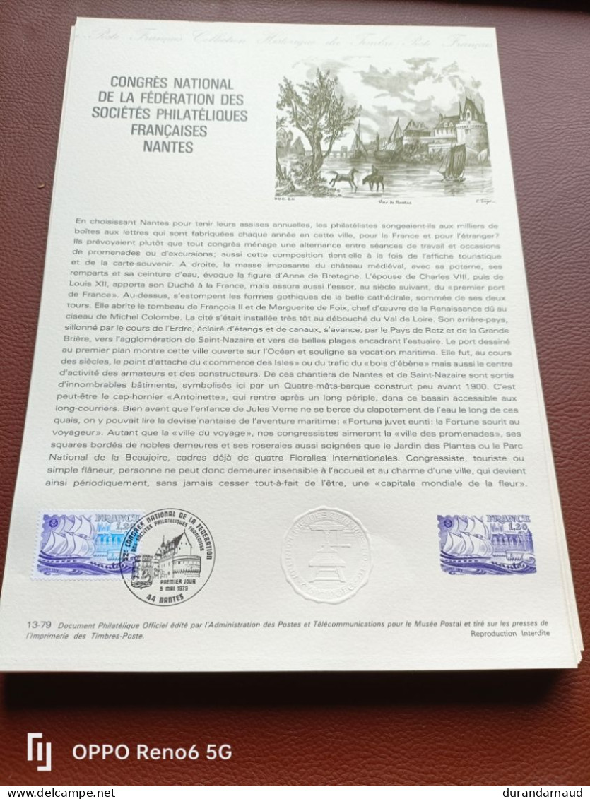 Document Philatelique  CONGRES DE NANTES 13/1979 - Postdokumente