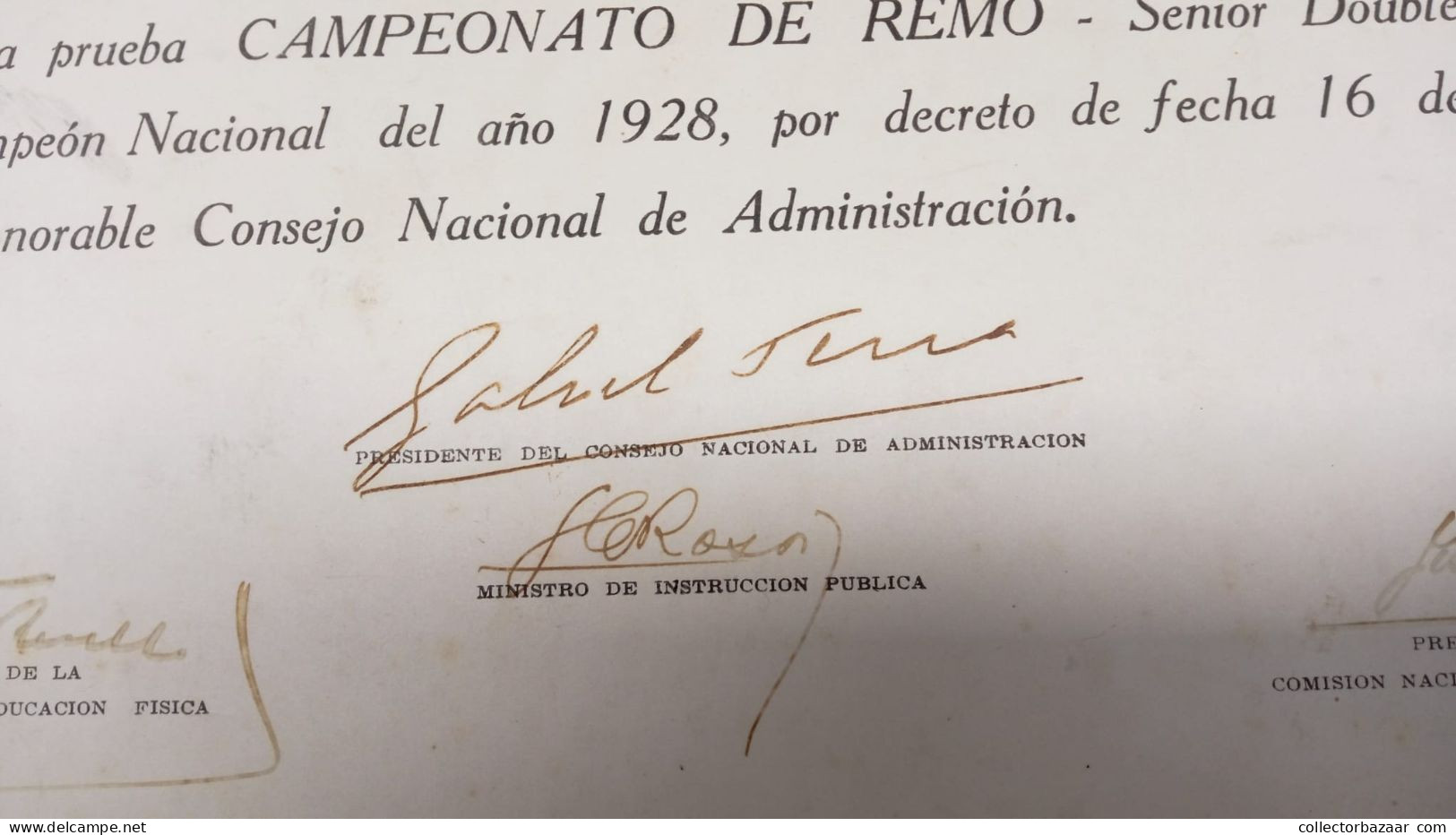 1926 - 1930 Uruguay National Rowing Champion 4 Diplomas With President Of Republic Autographs Brum Terra Serrato Nice - Aviron