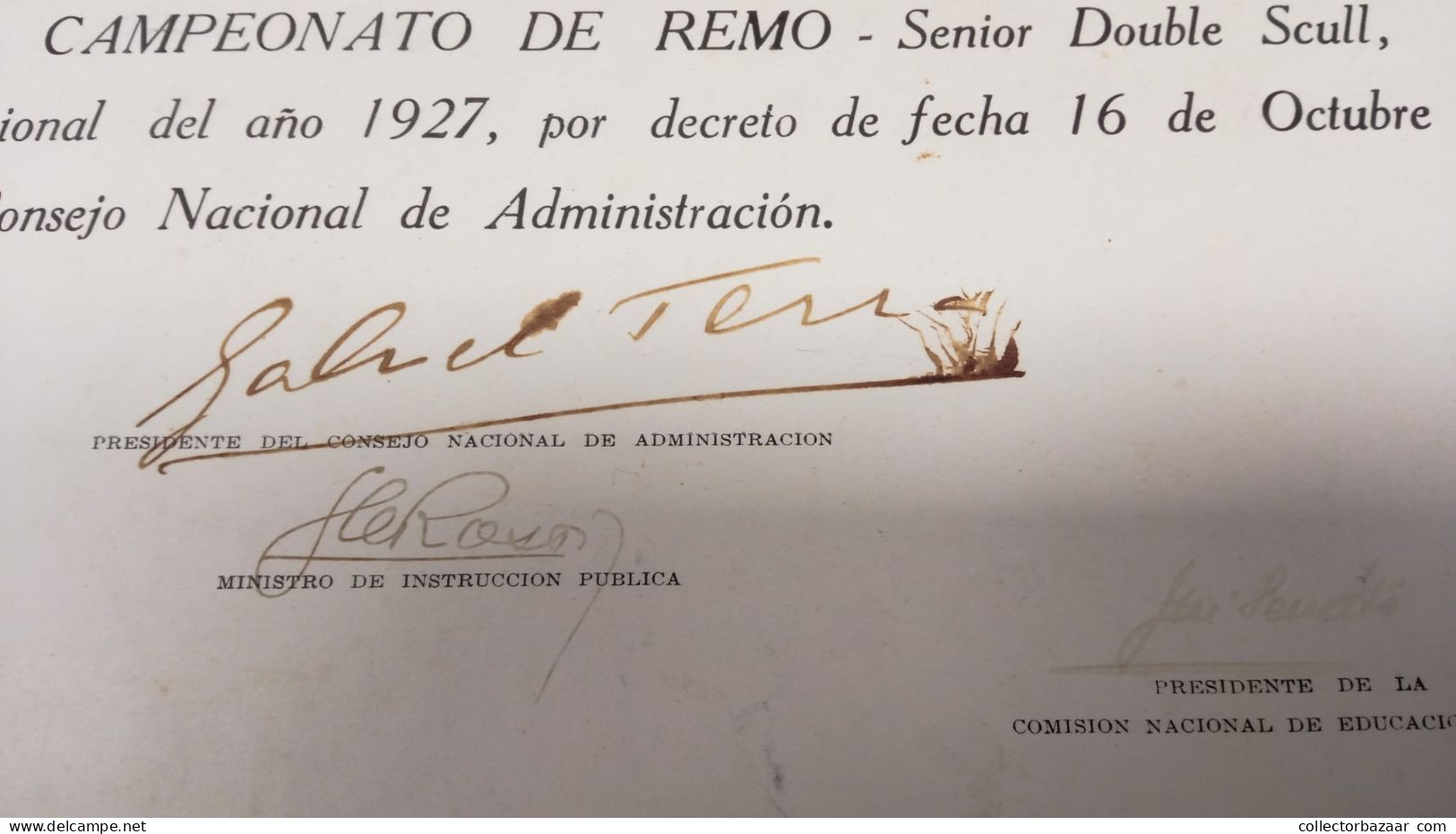 1926 - 1930 Uruguay National Rowing Champion 4 Diplomas With President Of Republic Autographs Brum Terra Serrato Nice - Roeisport