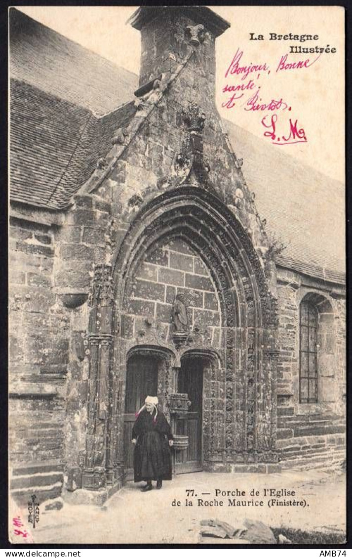 29-0043 - Carte Postale FINISTERE (29) - ROCHE MAURICE - Porche De L'Eglise De La Roche Maurice - Andere & Zonder Classificatie