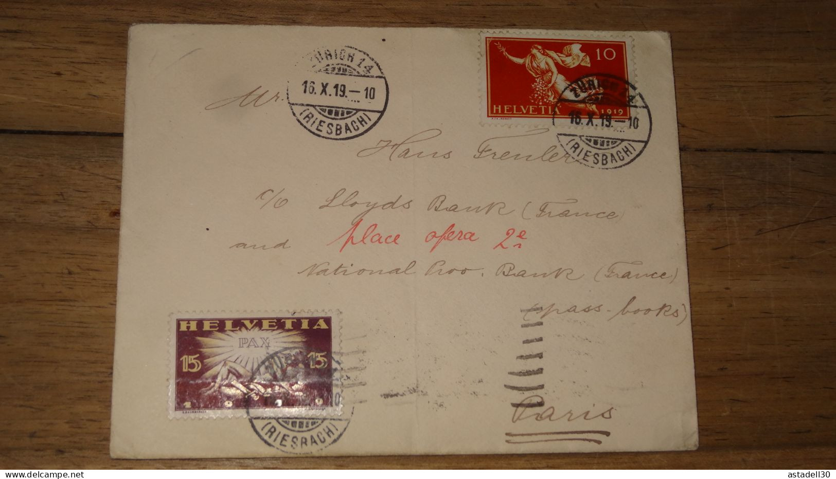 Enveloppe, SUISSE, Zurich - 1919  ......... Boite1 ...... 240424-142 - Briefe U. Dokumente