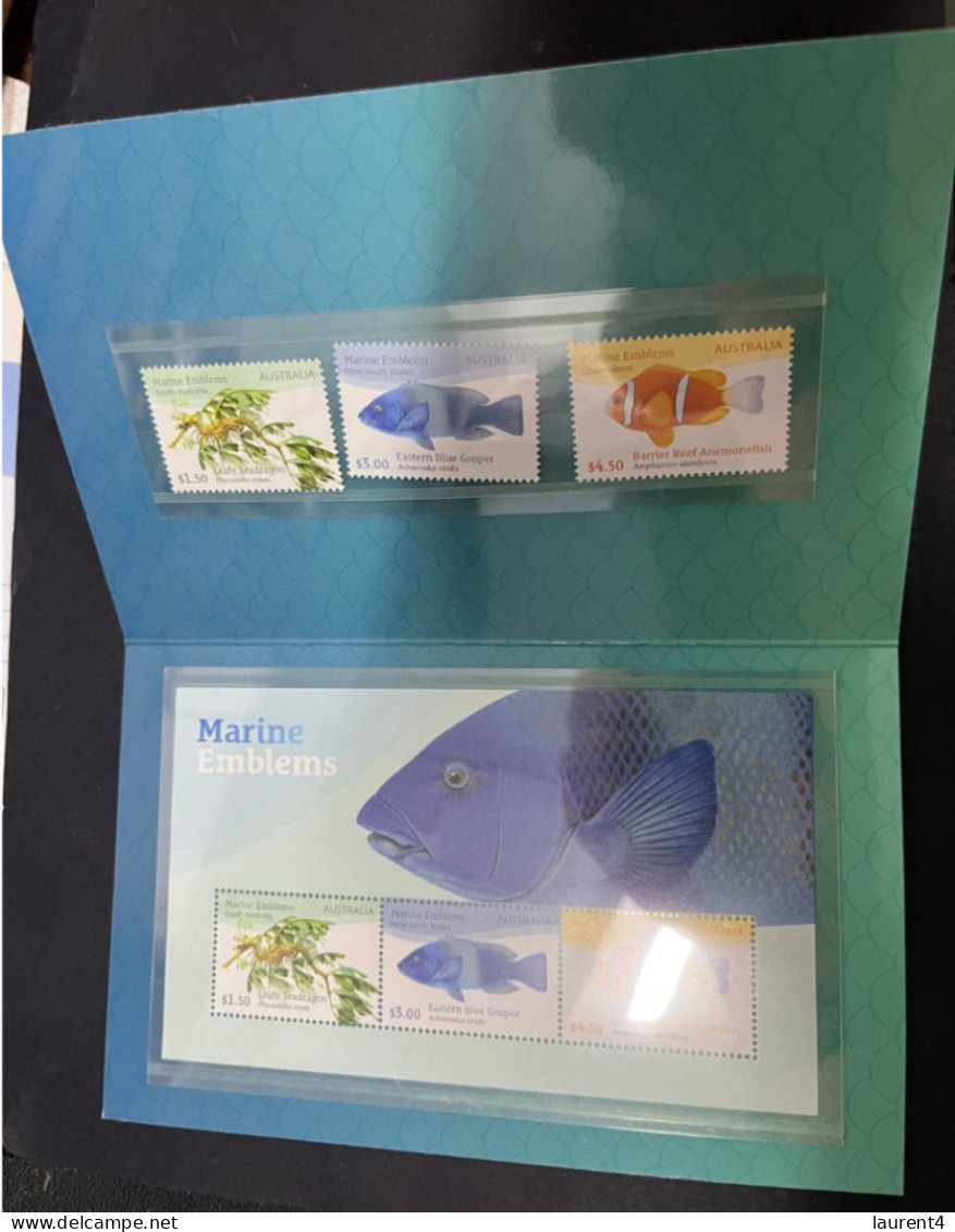 29-4-2023 (3 Z 25) Australia Mint Mini-sheet + Stamps - 2024 - Marine Emblems (fish) In Presentation Pack - Presentation Packs