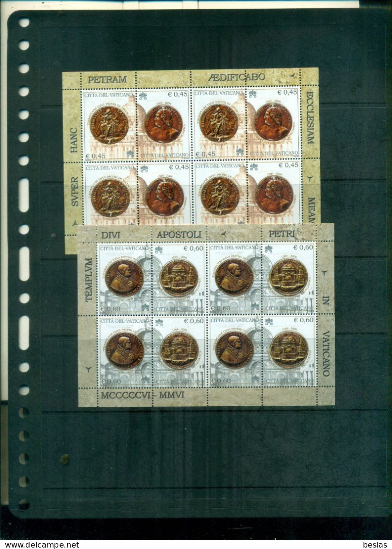 VATICAN 500 BASILIQUE DE SAN PIETRO 2 MINI-FEUILLES DE 8 TIMBRES   NEUFS A PARTIR DE 5  EUROS - Unused Stamps