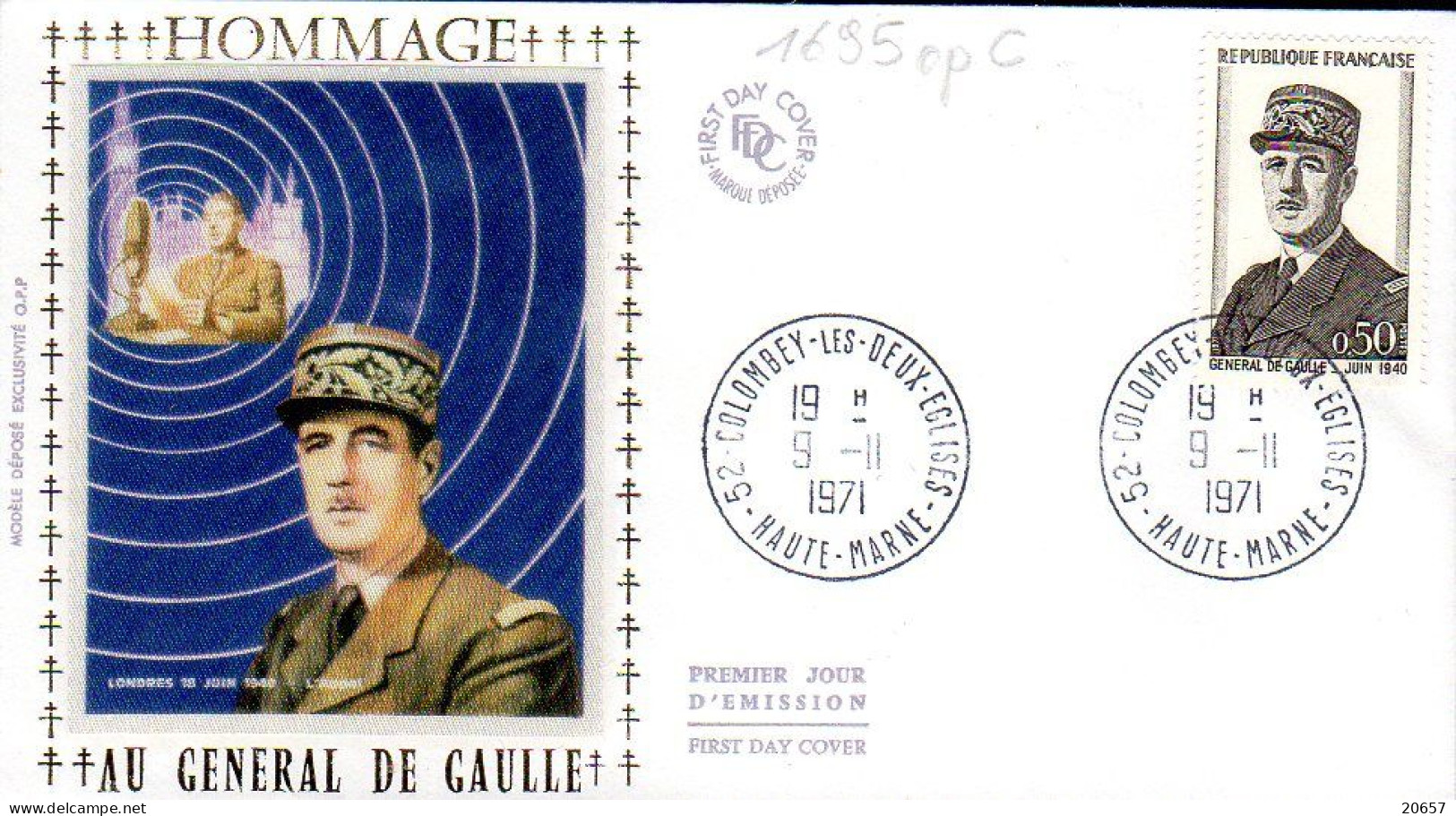 France 1695opC Fdc Hommage Au Général De Gaulle, Radio Londres - De Gaulle (Général)