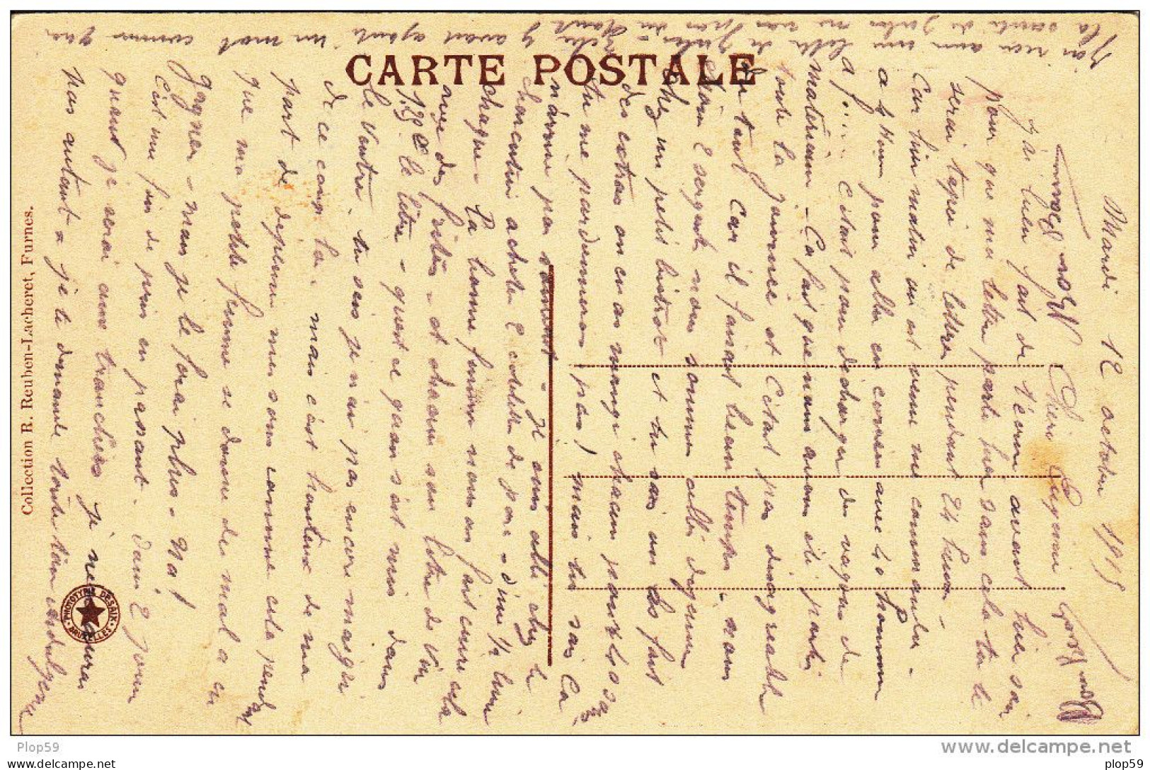 Cpa Ak Pk Veurne Furnes Grand Place Coté Ouest 2 Scans écrite En 1913 - Veurne