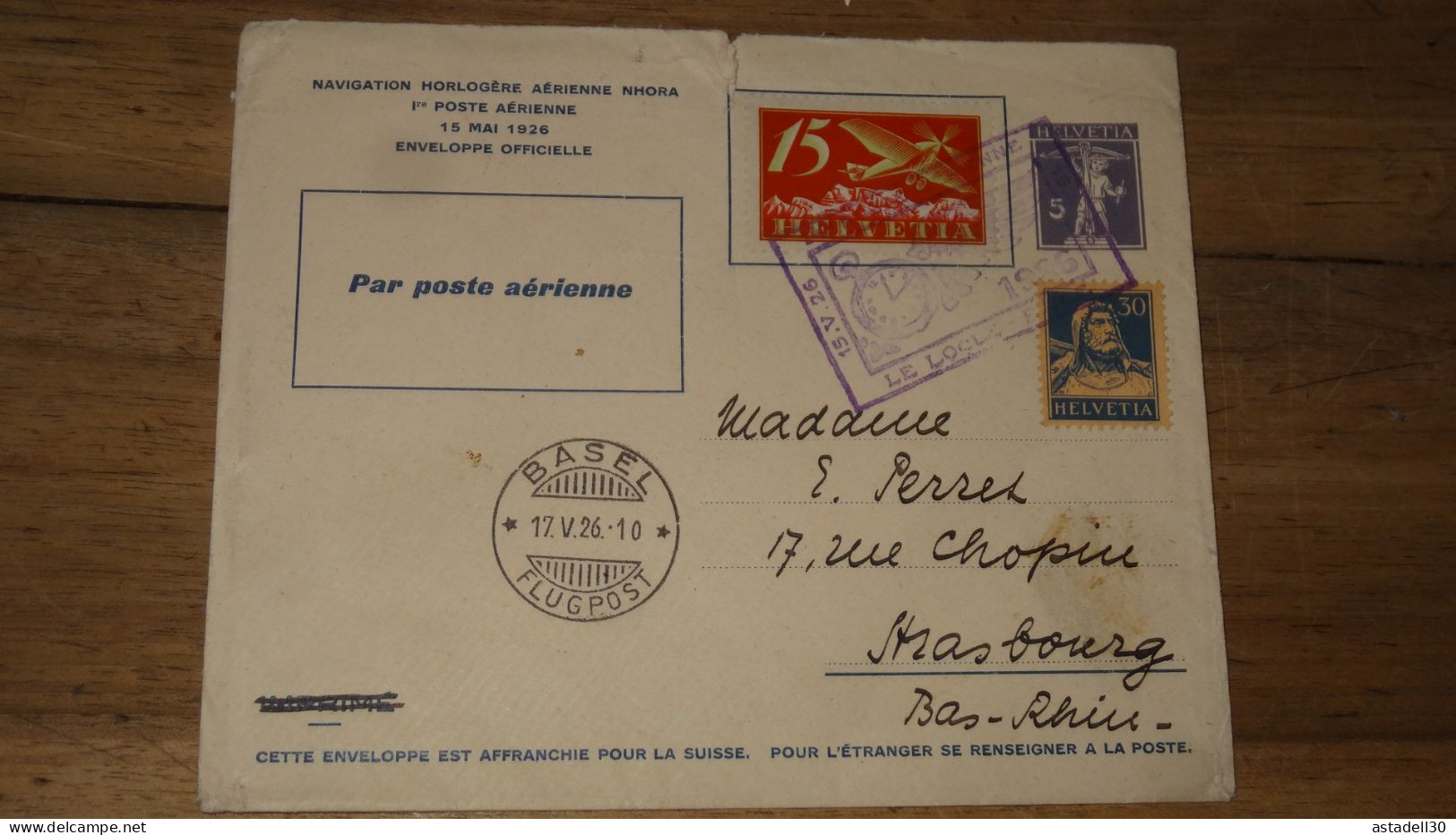 1926 NHORA Fils De Tell 5 Cts (rare)  ......... Boite1 ...... 240424-143 - First Flight Covers