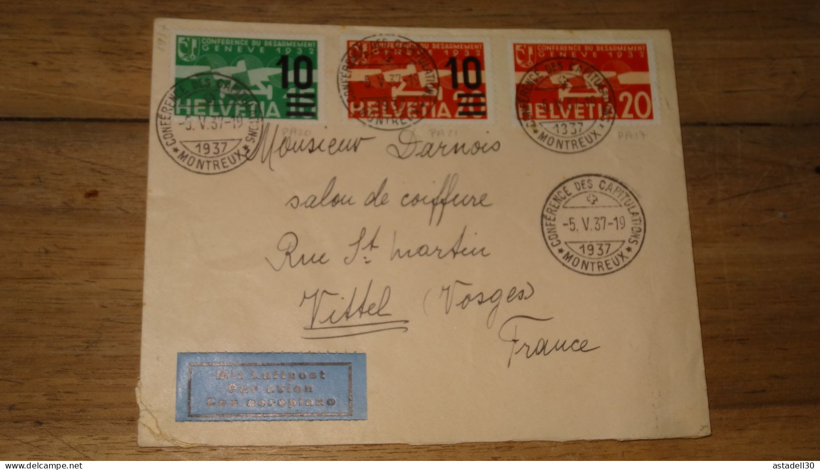 Enveloppe Conference De Capitulations, Montreux - 1937  ......... Boite1 ...... 240424-144 - Postmark Collection