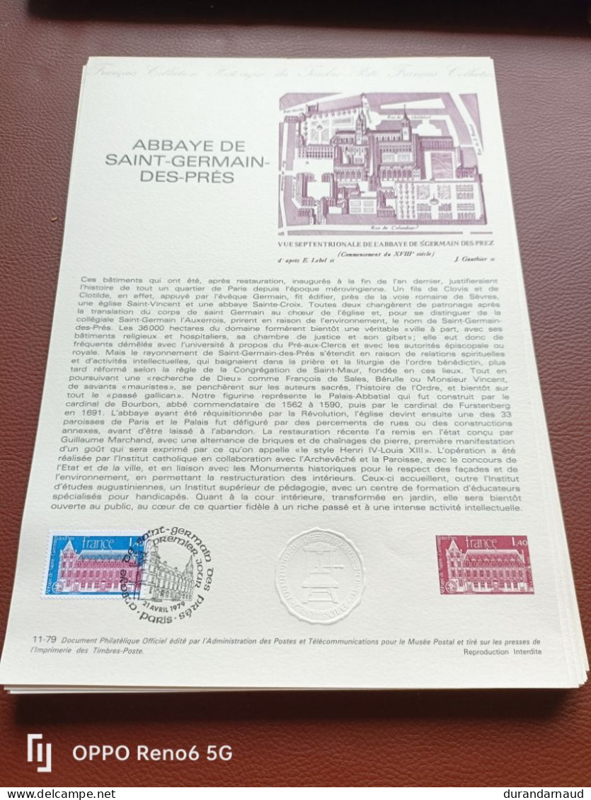 Document Philatelique ST GERMAIN DES PRES 11/1979 - Documentos Del Correo