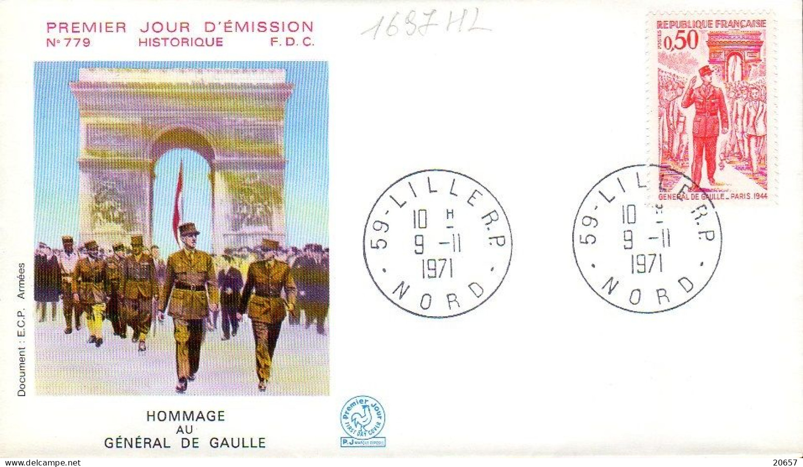 France 1697HL Fdc Hommage Au Général De Gaulle - De Gaulle (Général)