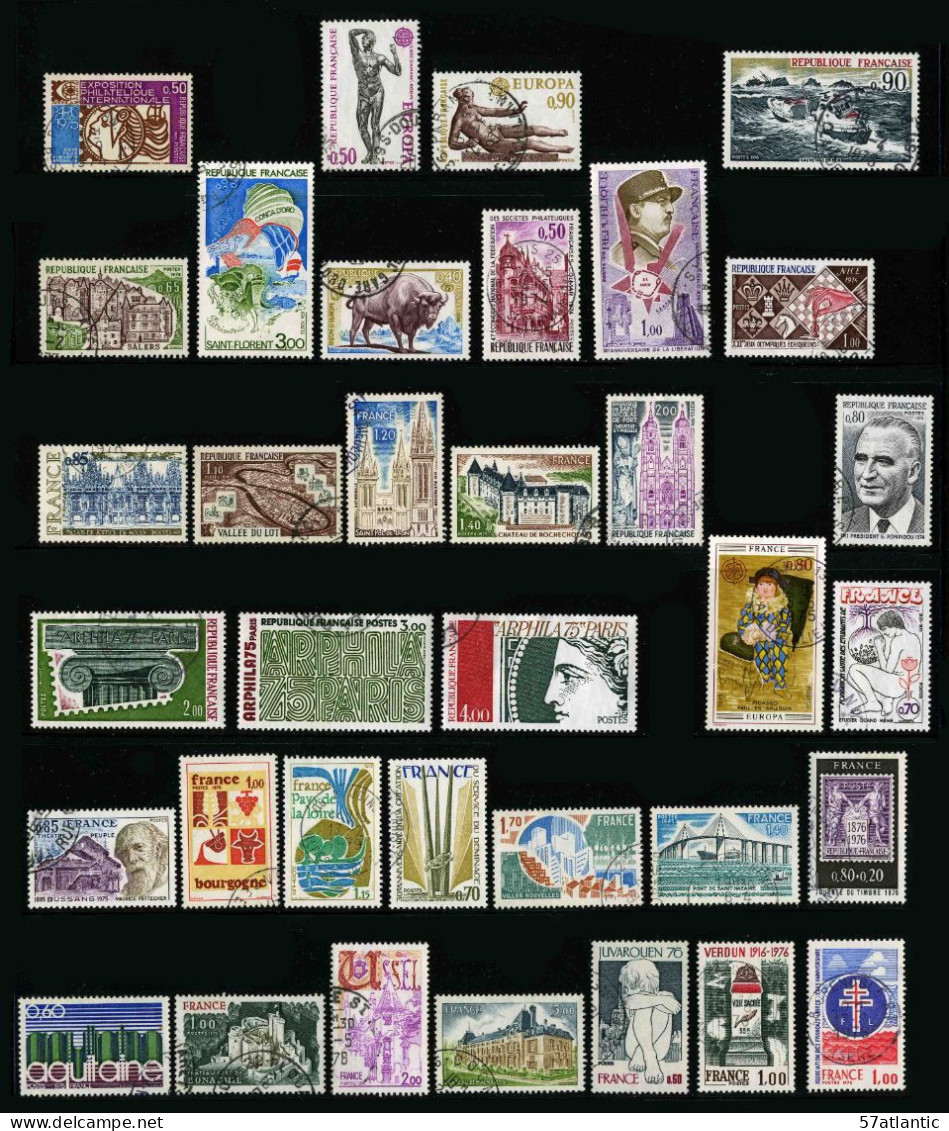 FRANCE - 1974-1976 - LOT DE 35 TIMBRES OBLITERES DIFFERENTS - Used Stamps