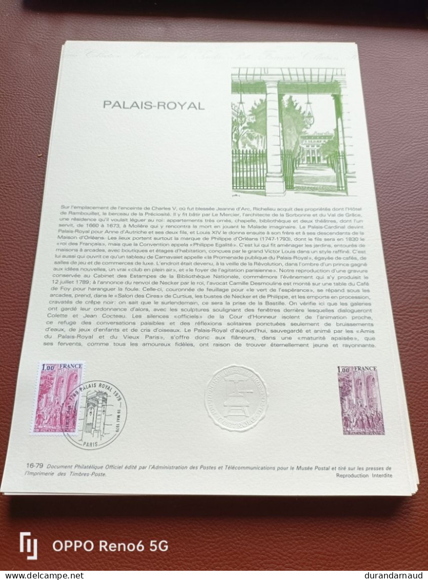 Document Philatelique  PALAIS ROYAL 16/1979 - Documents Of Postal Services