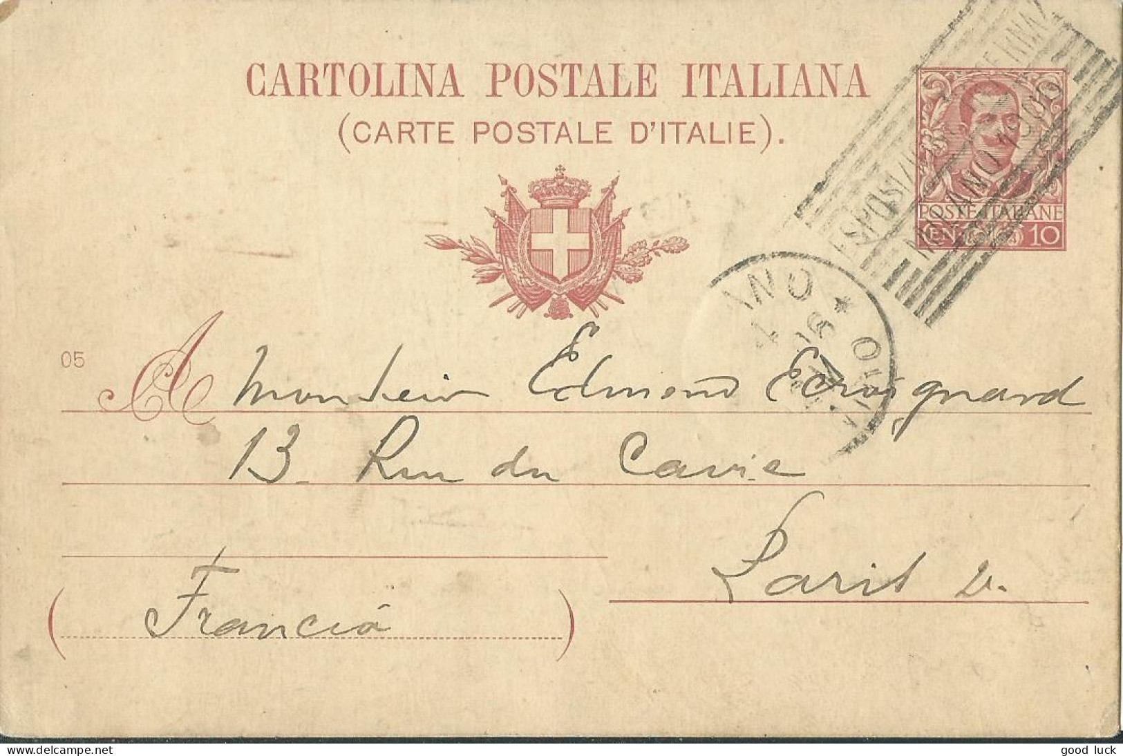 ITALIE CARTE  10c TURIN POUR  PARIS DE 1906 LETTRE COVER - Poststempel