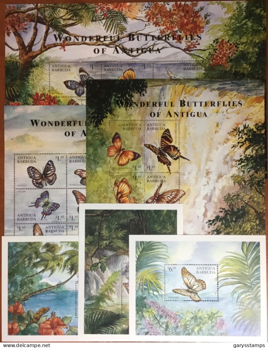 Antigua 2000 Butterflies Complete Sheetlets & Minisheets MNH - Schmetterlinge