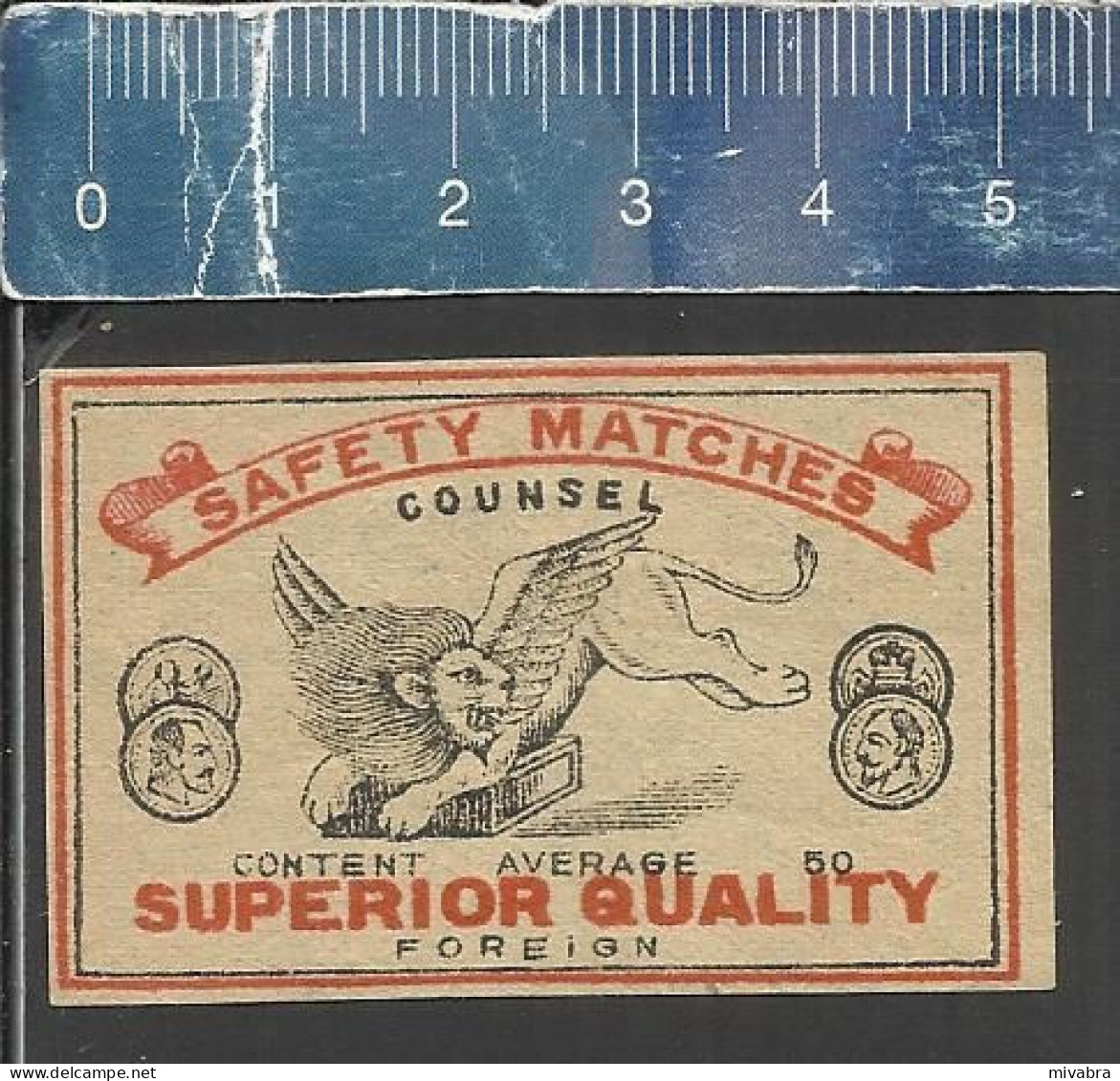 COUNSEL ( WINGED LION WITH WINGS ) - OLD VINTAGE MATCHBOX LABEL FOREIGN MADE (JAPAN) - Luciferdozen - Etiketten