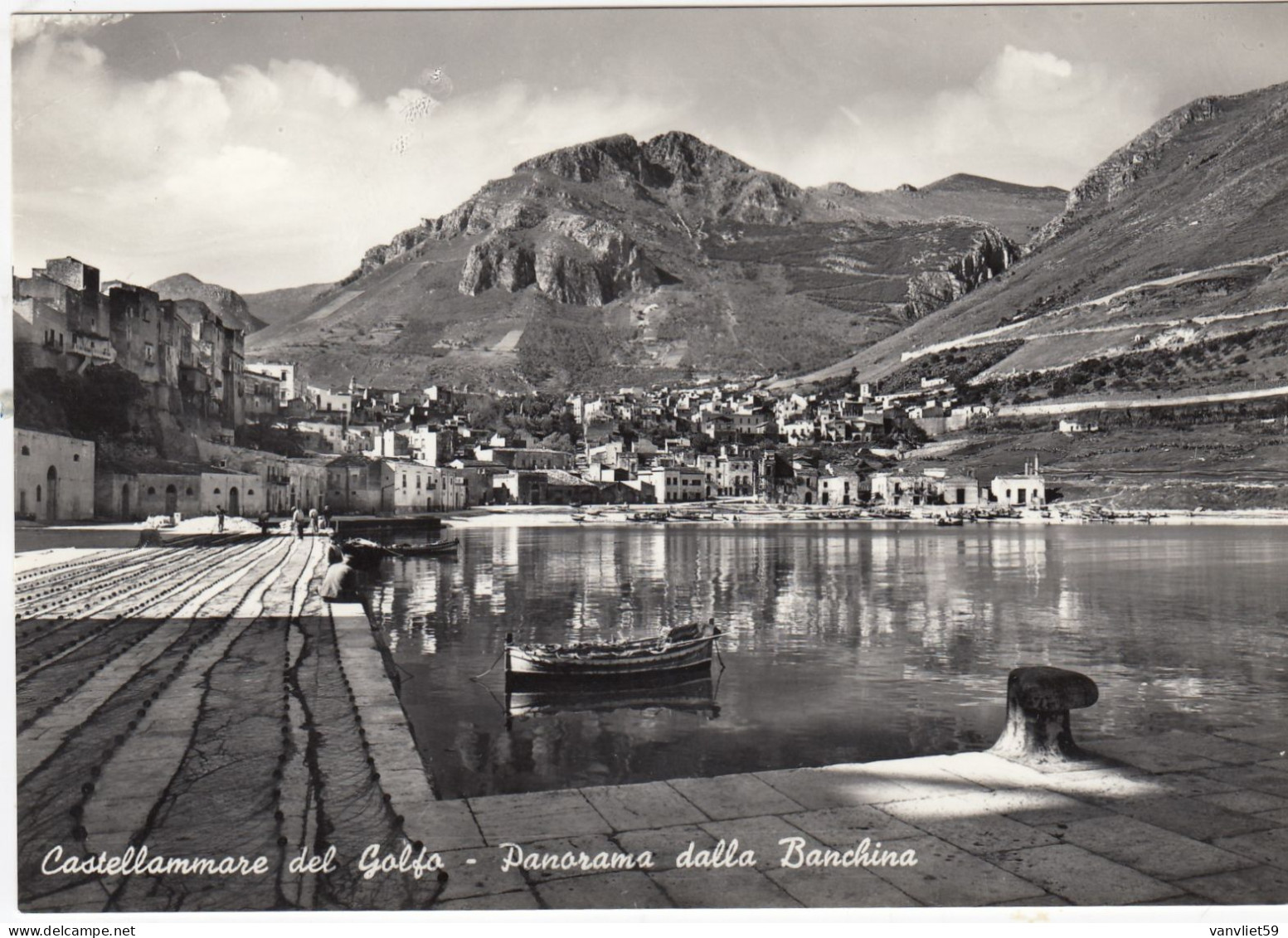 CASTELLAMMARE DEL GOLFO-TRAPANI-PANORAMA DALLA BANCHINA CARTOLINA VERA FOTOGRAFIA NON  VIAGGIATA  1950-1955 - Trapani