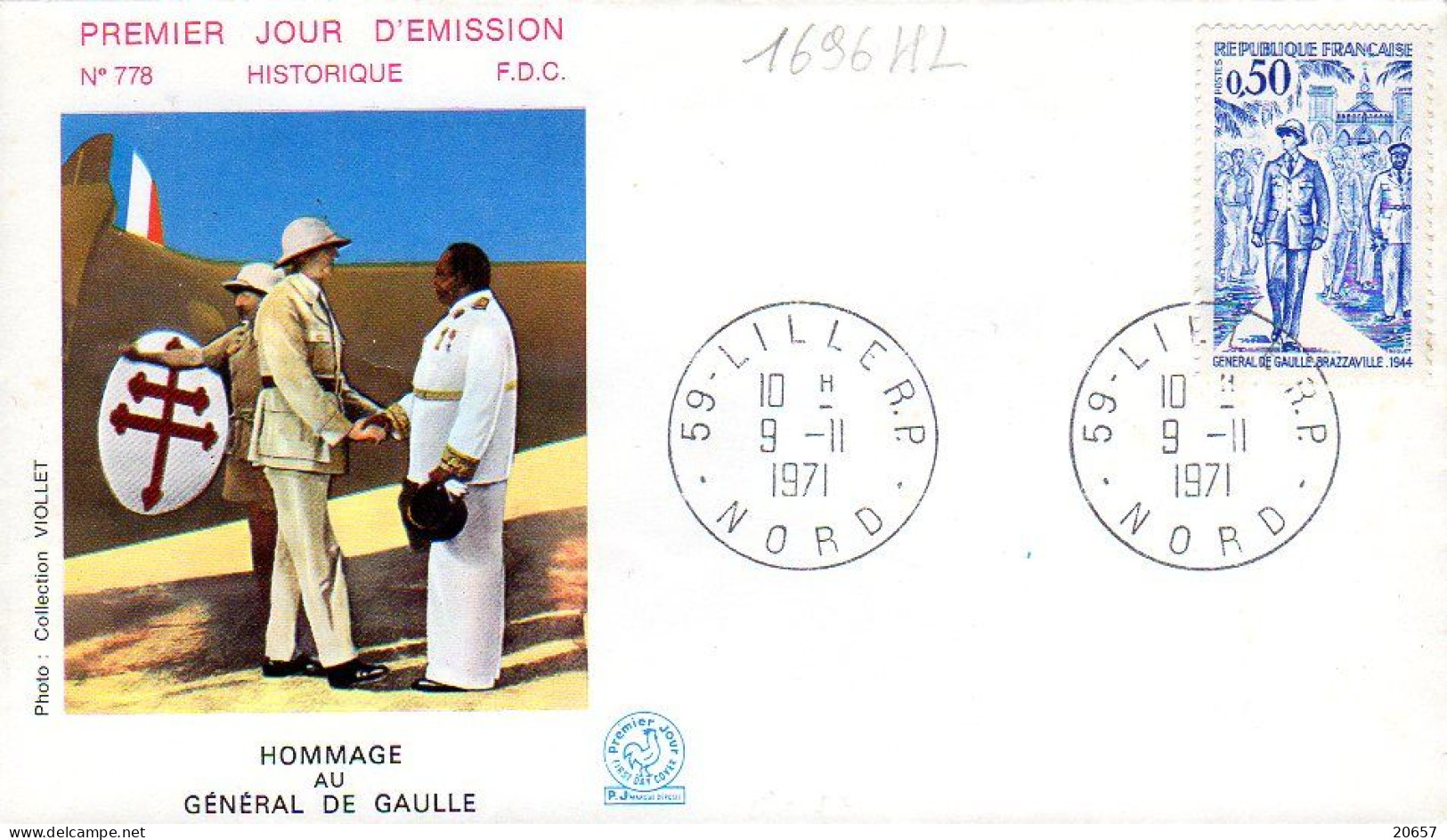 France 1696HL Fdc Hommage Au Général De Gaulle - De Gaulle (Général)