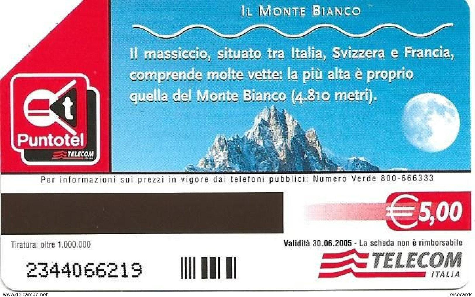 Italy: Telecom Italia Value € - La Natura, Il Monte Bianco - Public Advertising