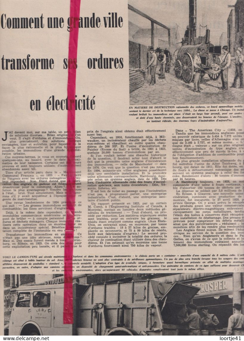 Article De Transformation Des Ordures En électricité - Orig. Knipsel Coupure Tijdschrift Magazine - 1953 - Unclassified